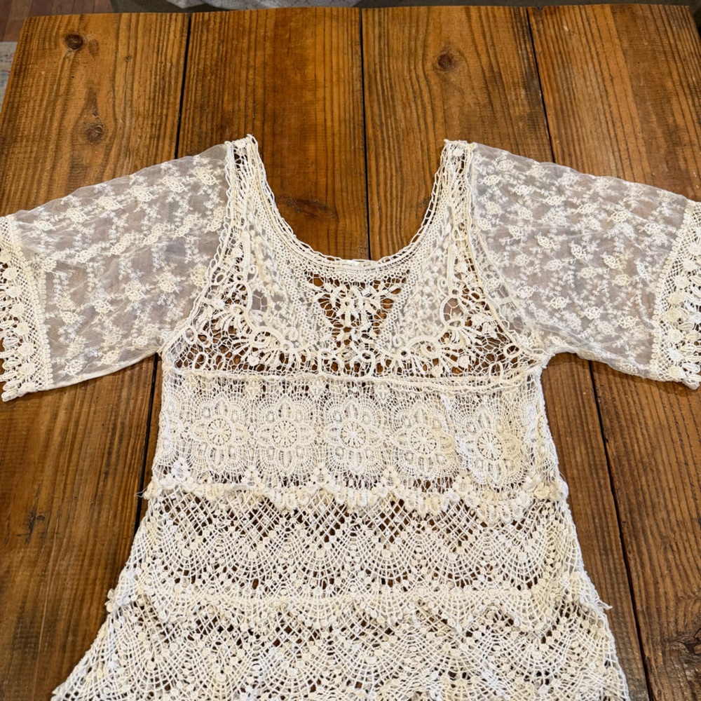 Pretty Angel Boho Lace Tunic Top XL Ivory Crochet & Lace Romantic Festival - Picture 5 of 13